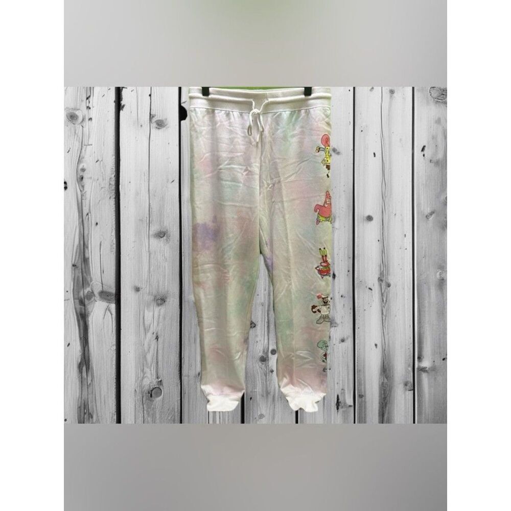 Nickelodeon SpongeBob Cartoon Character Tie-Dye White Jogger Sweatpants M